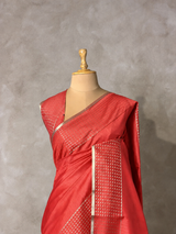 Peach semi tusser silk saree - PBRSS3C