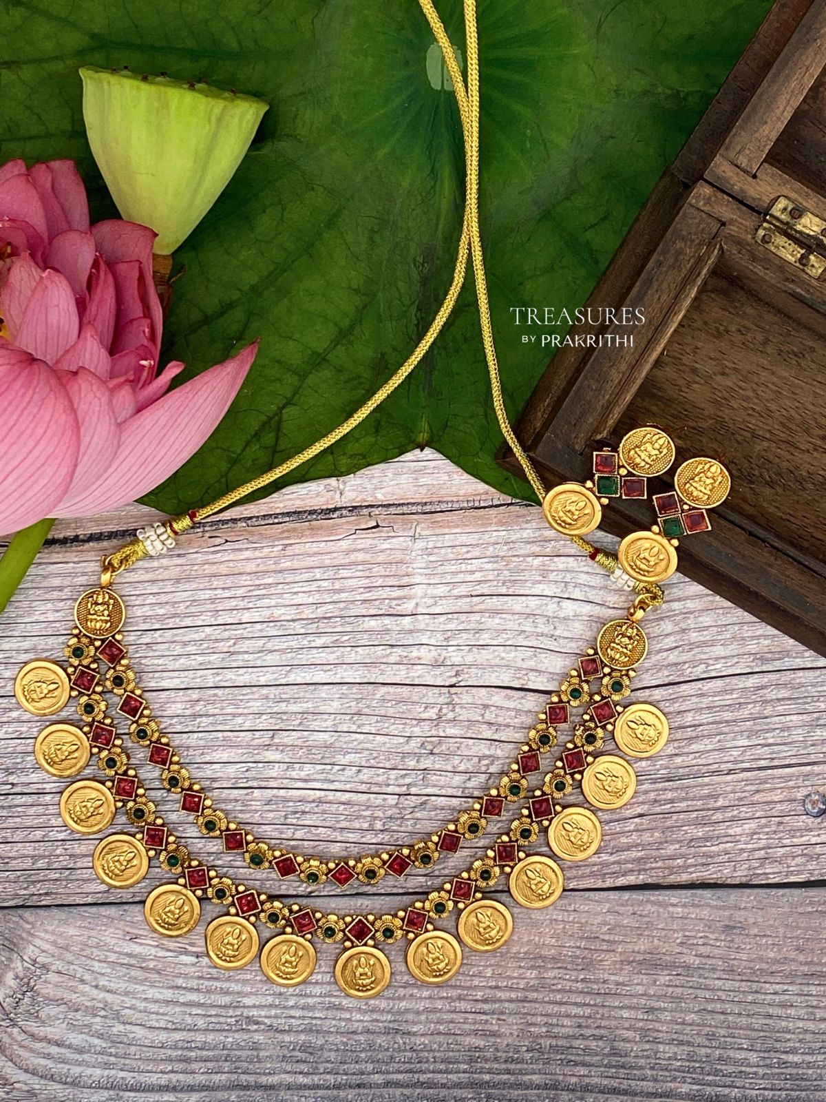 Double layered coin necklace-JN47