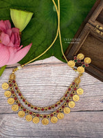 Double layered coin necklace-JN47