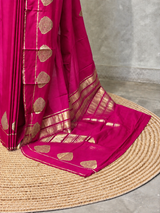 Rani pink crape silk saree - PBRNAK2J