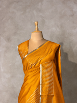Dark yellow semi tusser silk saree - PBRSS3F