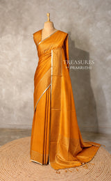 Dark yellow semi tusser silk saree - PBRSS3F