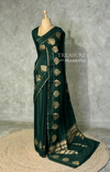 Bottle Green crape silk saree - PBRNAK2E