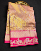 Gold and Rani Pink Tissue Kanchipuram saree- PBRIDEL10