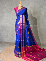 Blue and magenta semi kanchipuram soft silk saree - PSSN213