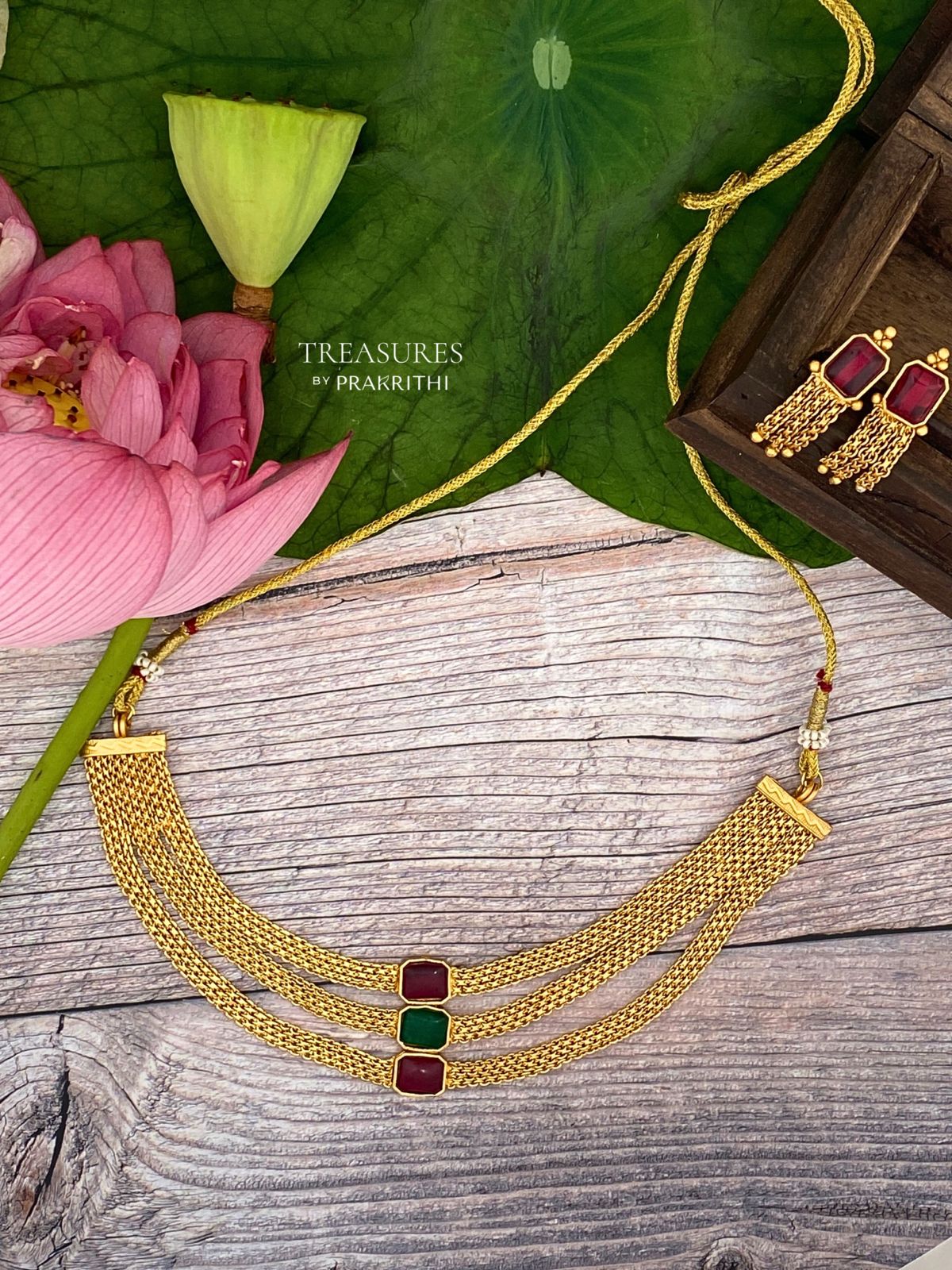 Trio Gem Mesh Mala -JN60