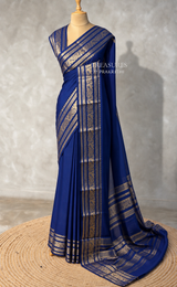 Navy Blue mysore crepe Silk Saree - PBRMJ10F