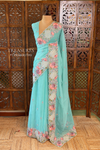 Aqua Blue Crush Georgette Saree - PBRCHAND1A