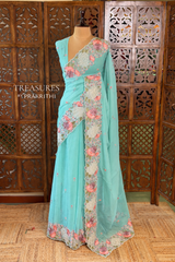 Aqua Blue Crush Georgette Saree - PBRCHAND1A