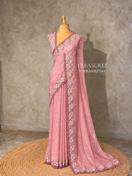 Pink Organza Designer saree- PBRCK7C