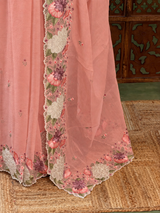 Peach Crush Georgette Saree - PBRCHAND1B
