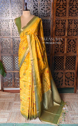 Yellow and Green Chanderi saree - PBR66B