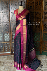 Black and magenta Semi banarasi silk saree - PIH89
