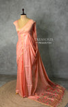 Peach Chanderi silk cotton Jamdani woven saree- PBRJ26