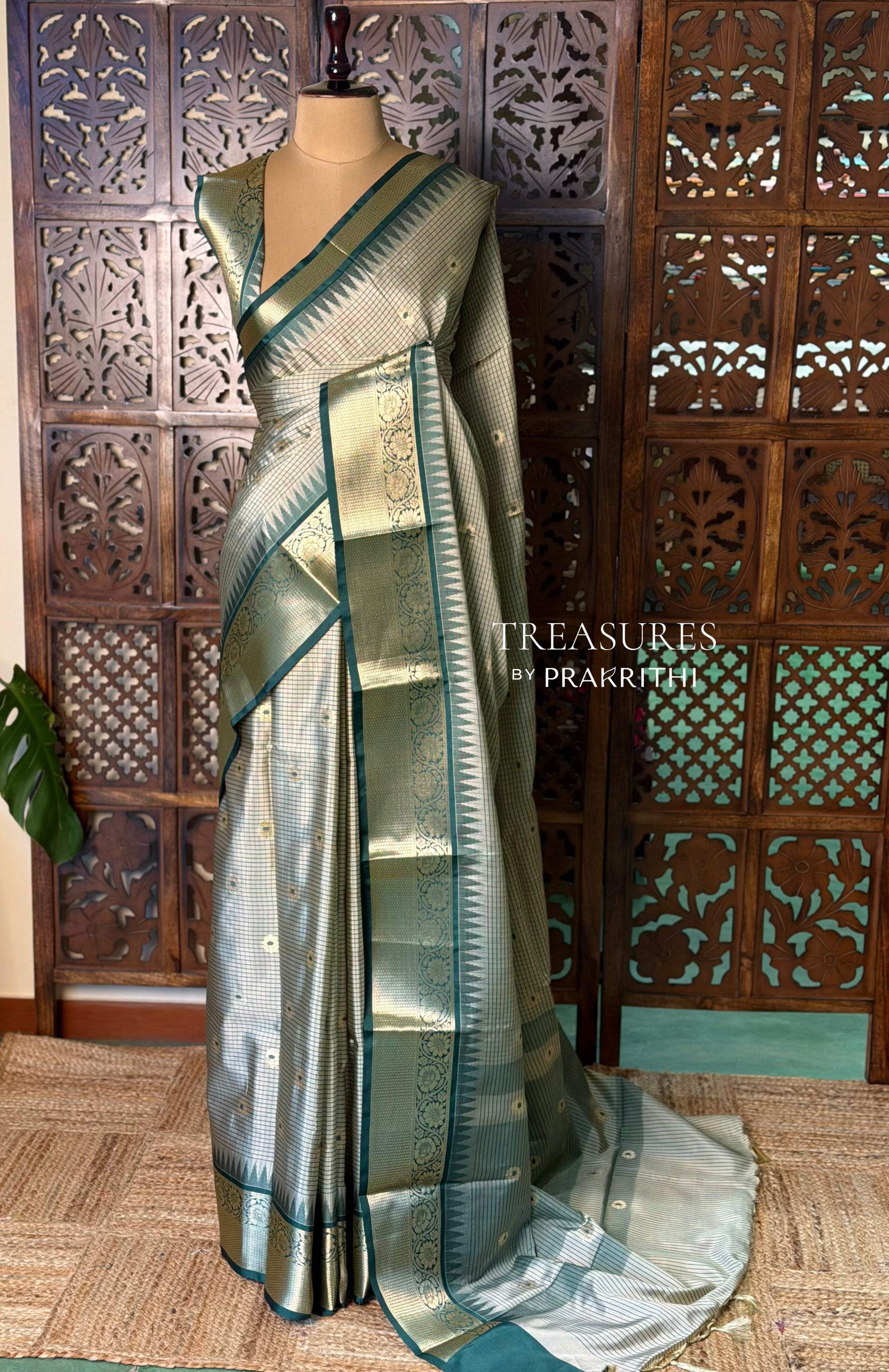 Nude Green Semi banarasi silksaree -PFAZ12A