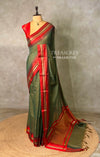 Green and Red chanderi cotton silk saree -PFAZ18D