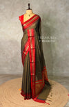 Black and Red chanderi cotton silk saree -PFAZ18B