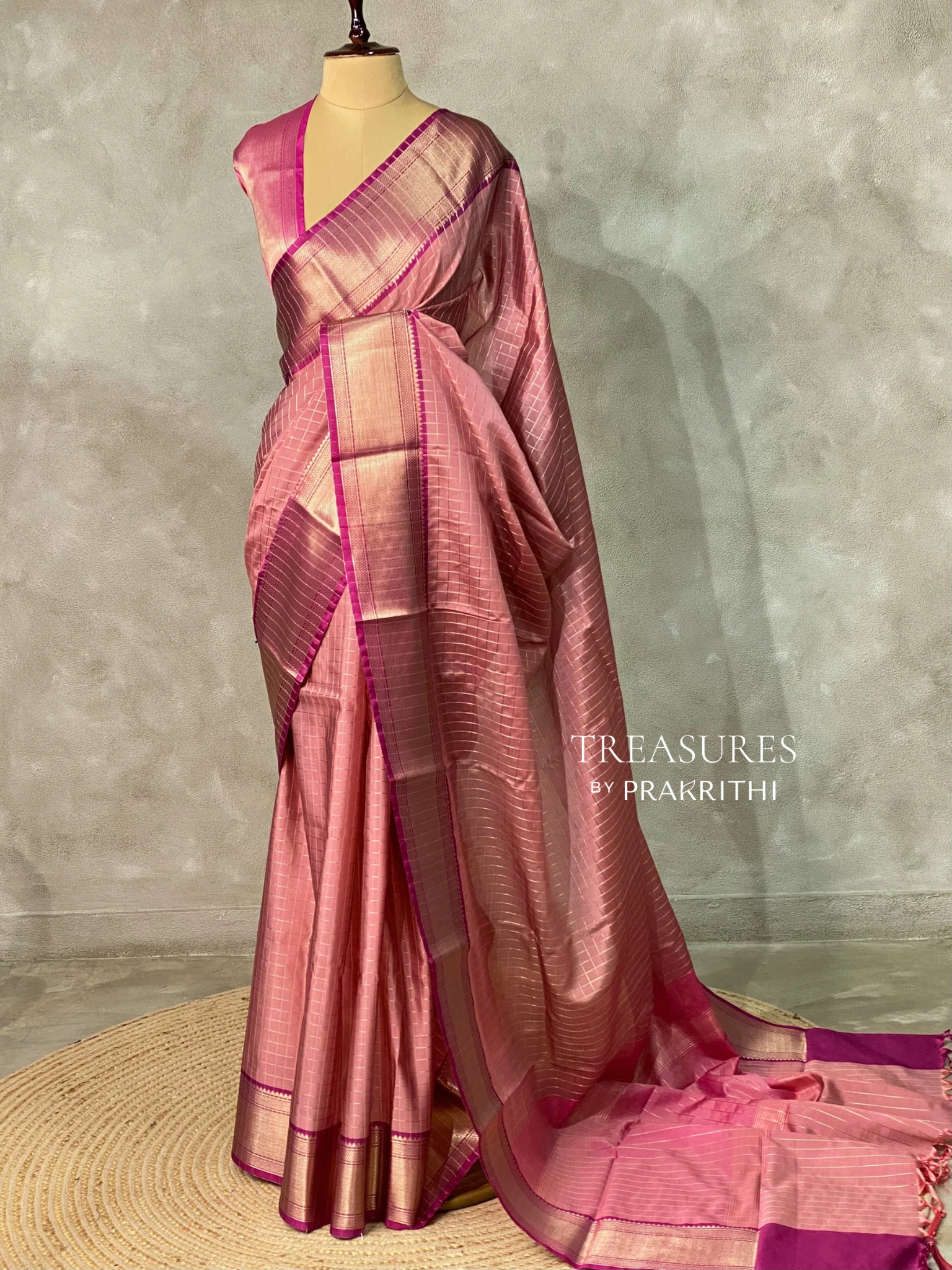 Onion Pink and Purple semi Banarasi silk saree -MPS38