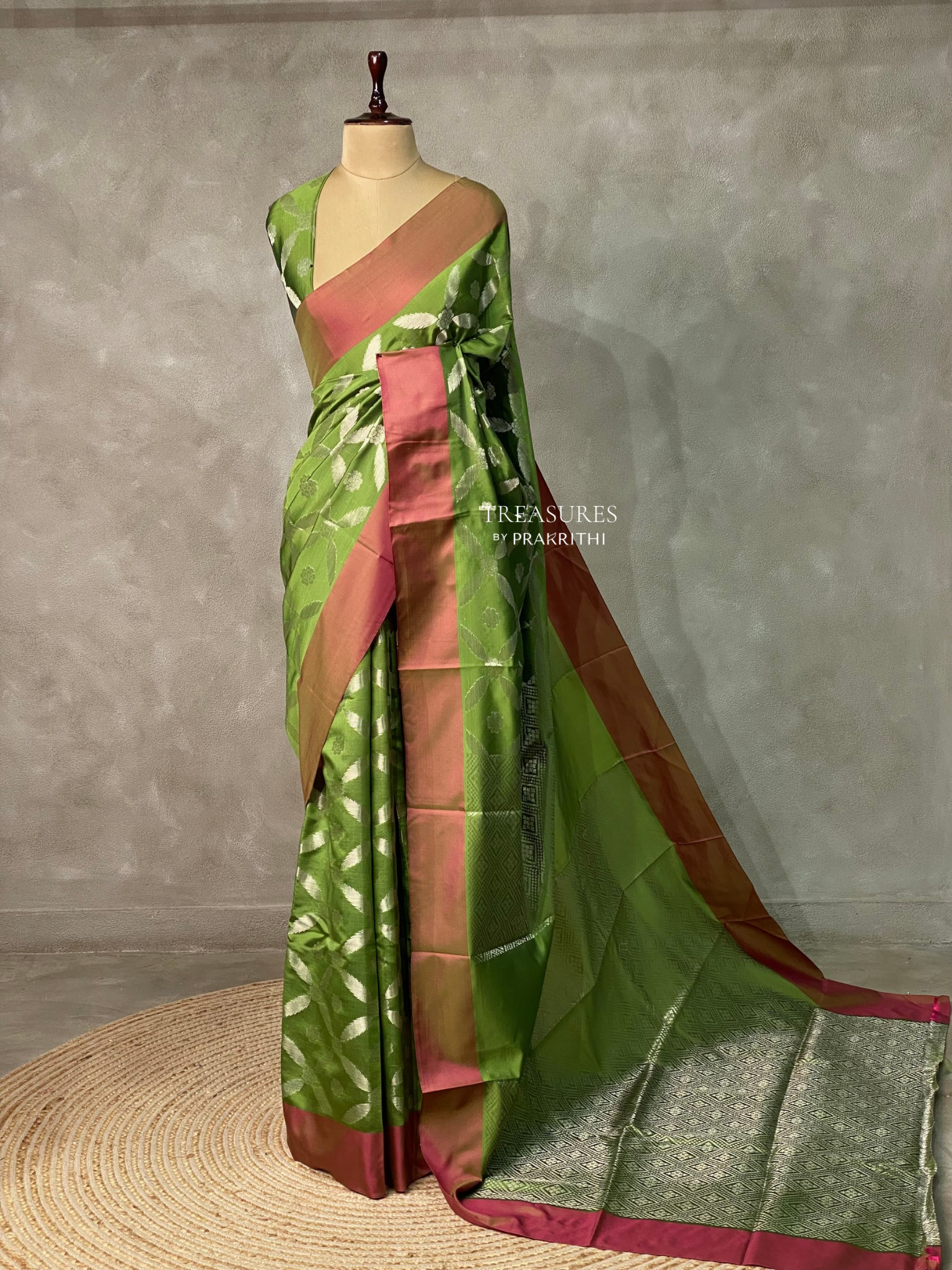 Parrot Green semi Banarasi silk saree -PMR1A