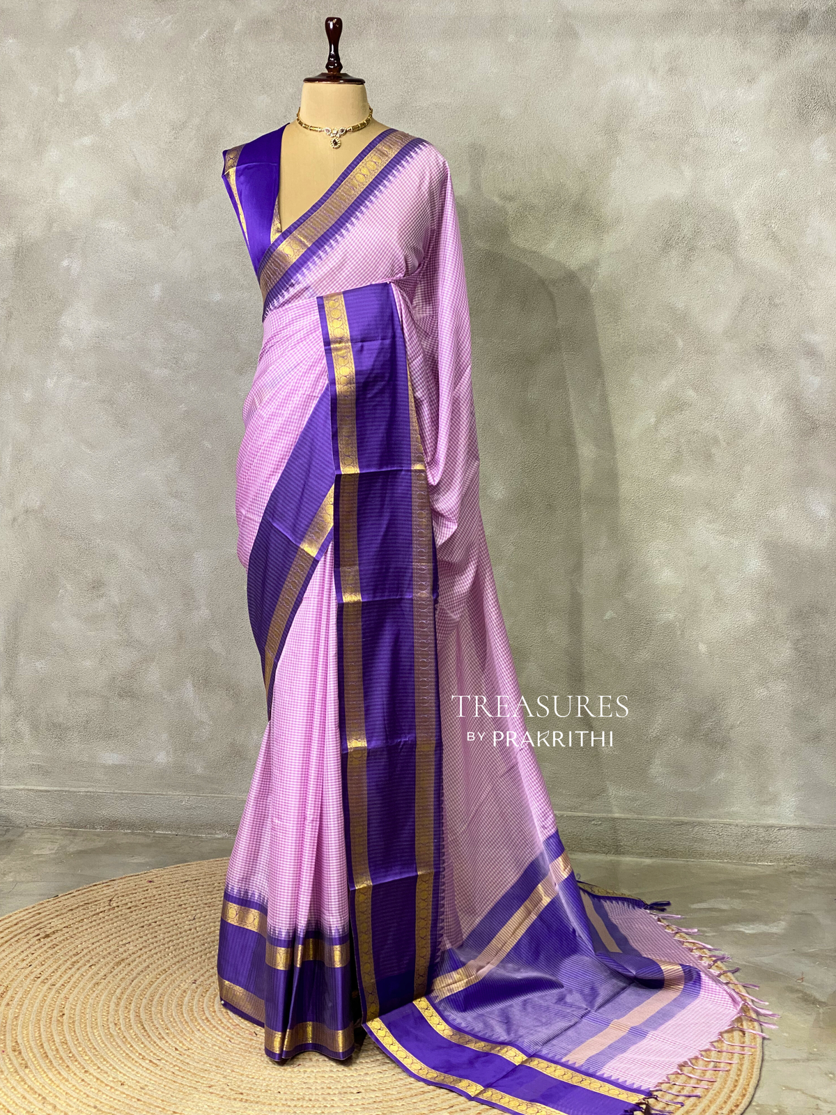 Pink and Violet semi Banarasi silk saree -PIH41