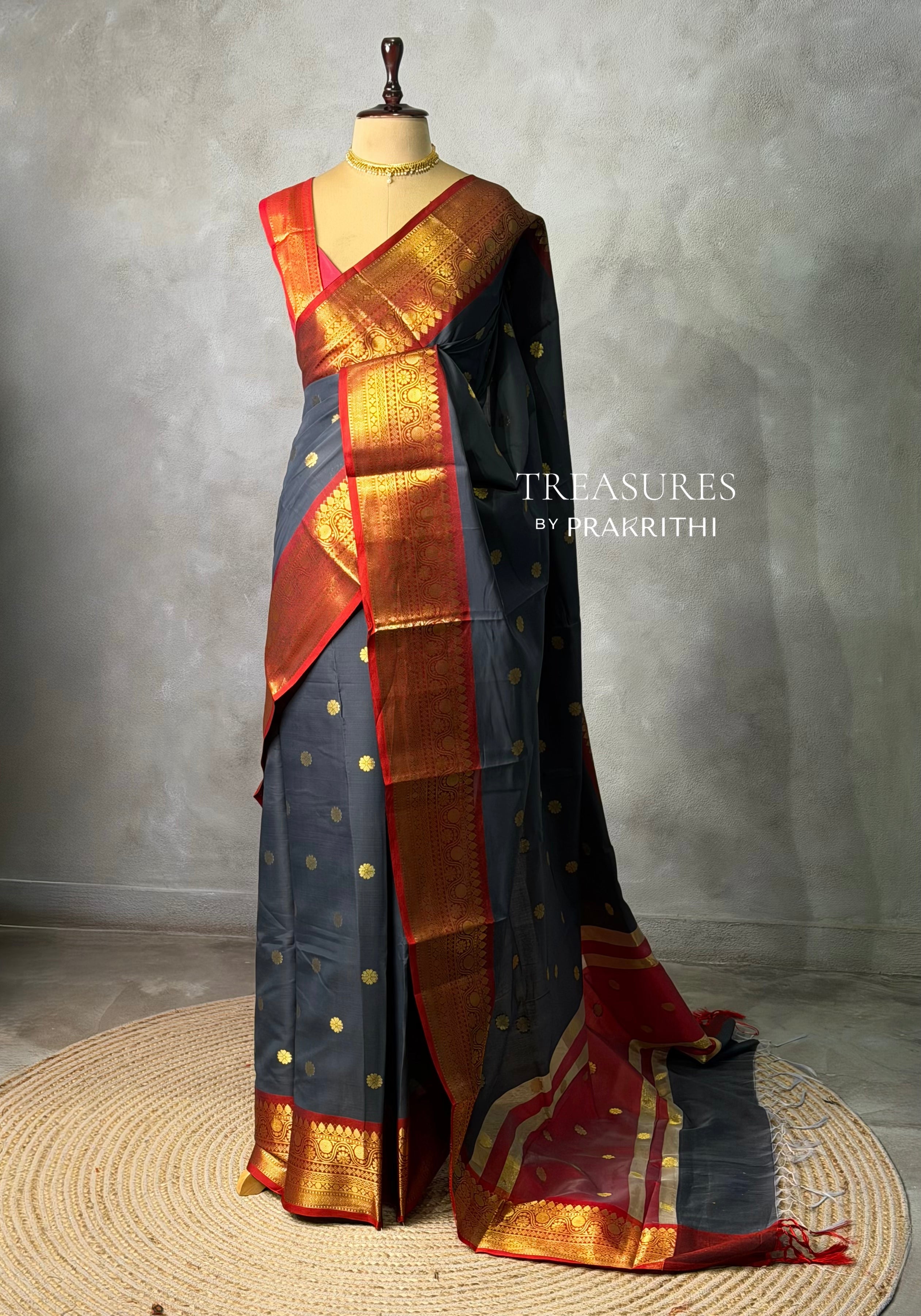 Black and Red banarasi silk saree -PASILK2