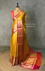 Yellow and Red Tissue banarasi silk saree -PASILK3