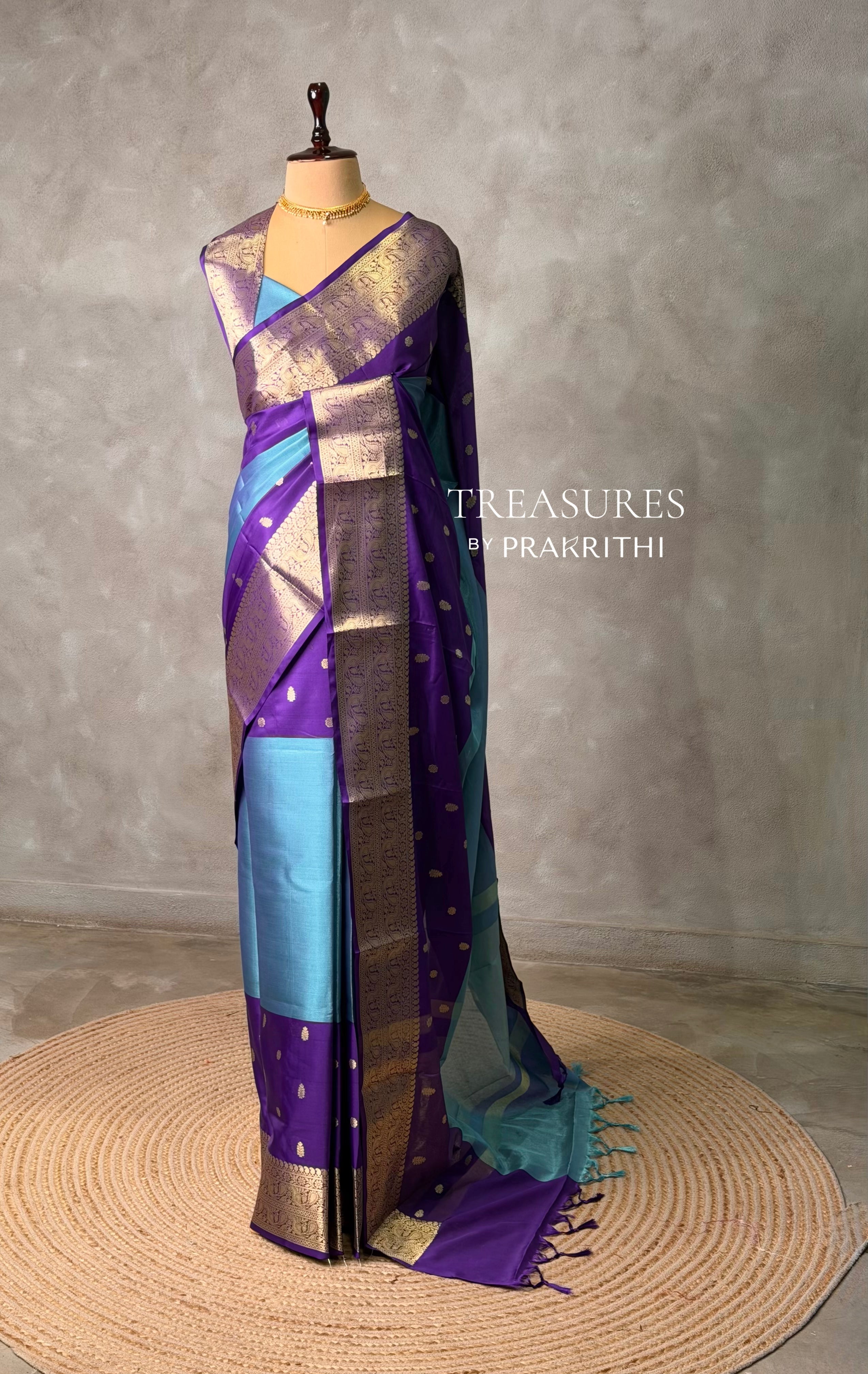 Blue and Violet Tissue banarasi silk saree -PFAZ22A