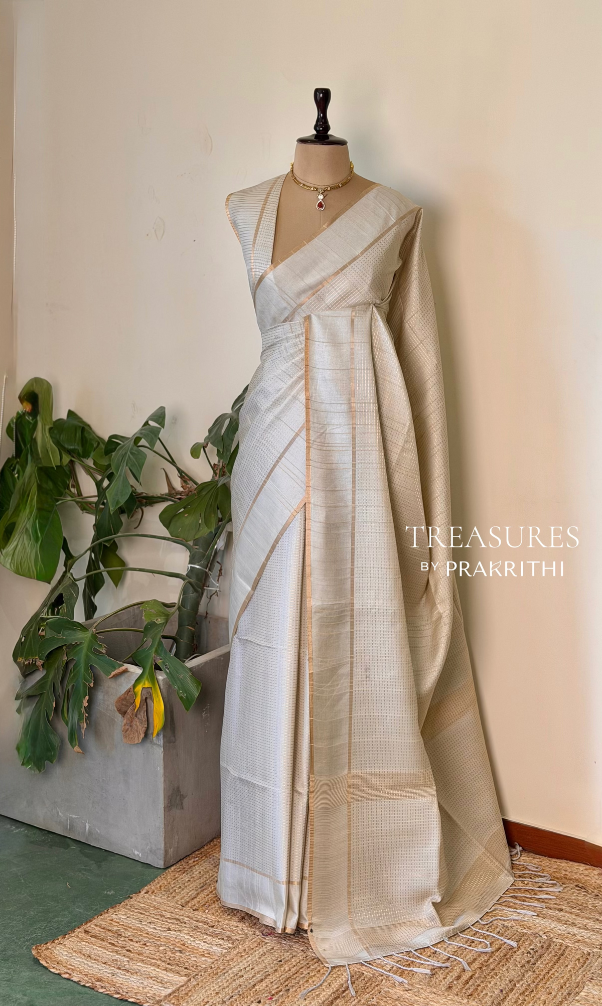 Nude shade tusser silk saree -PBR15