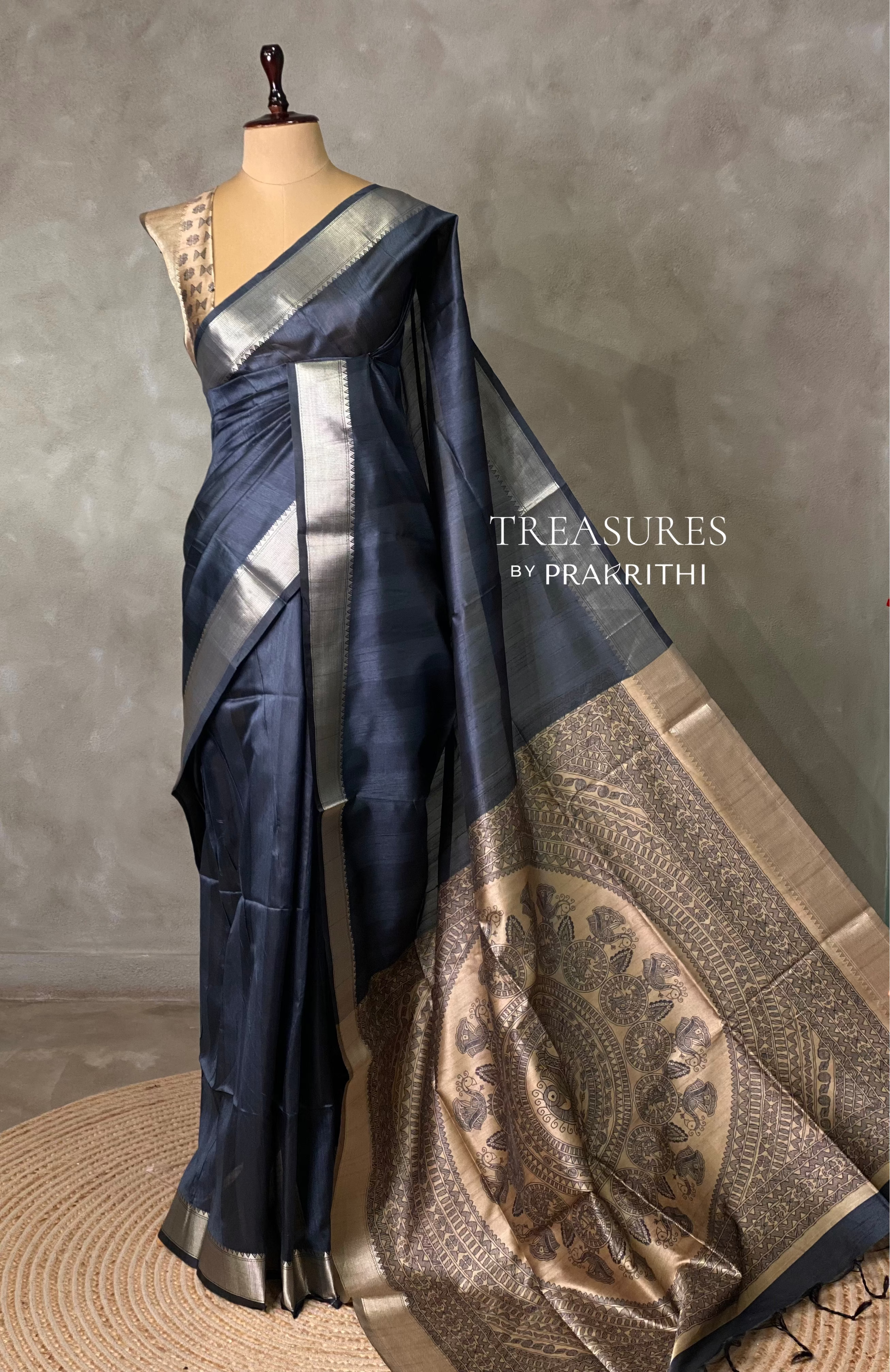 Blue silk cotton saree- PBR49J