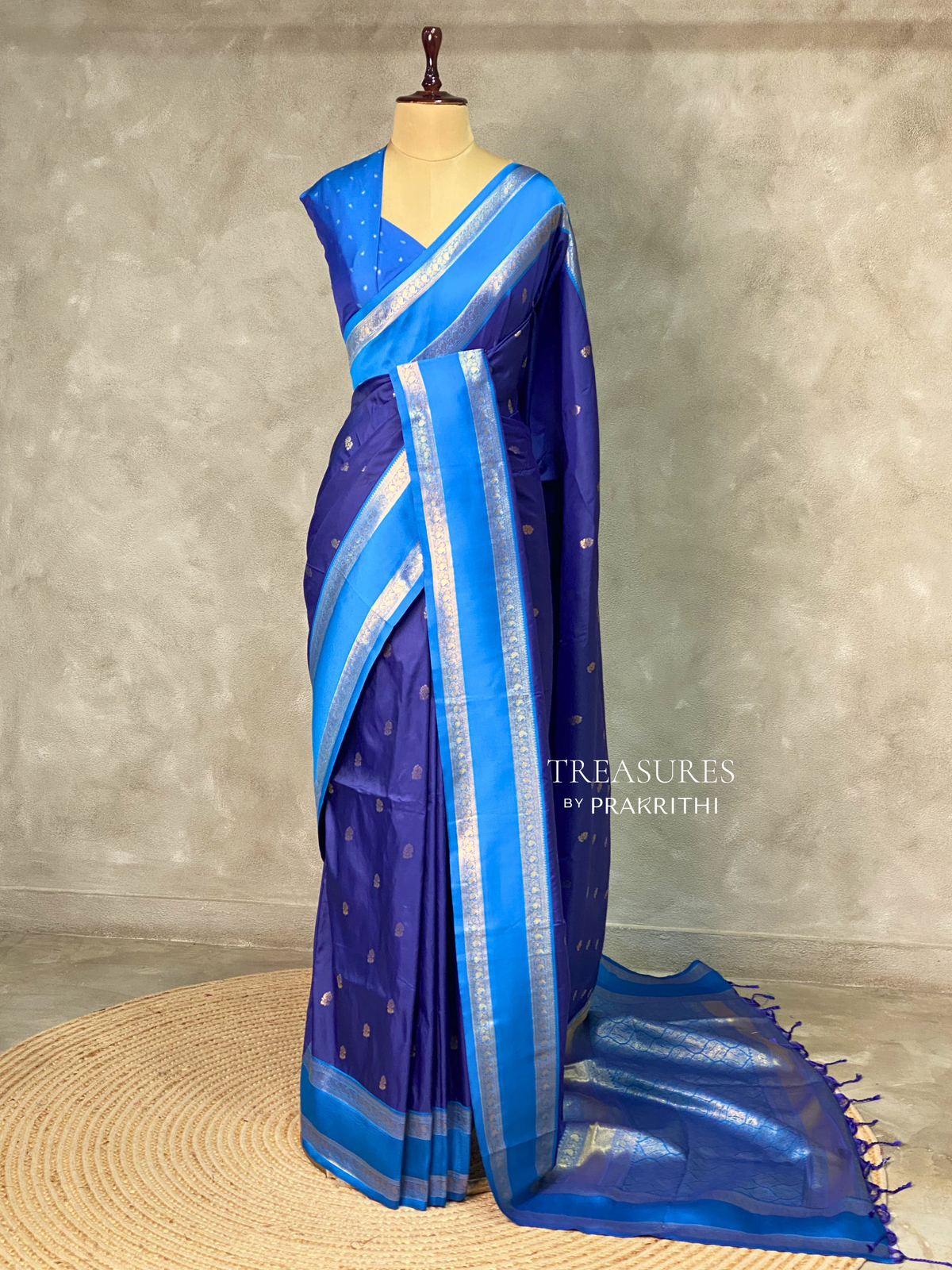 Dark and Light Blue silk saree -BSP23