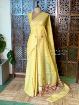 Yellow organza tissue saree- PBR51B