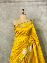 Lime yellow and lime green combo semi tusser saree- PST001C