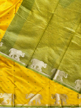 Lime yellow and lime green combo semi tusser saree- PST001C