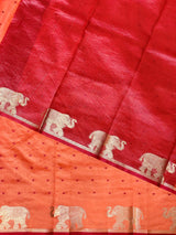 Peach and Maroon combo semi tusser saree- PST001B