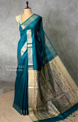 Peacock Blue silk cotton saree- PBR49N