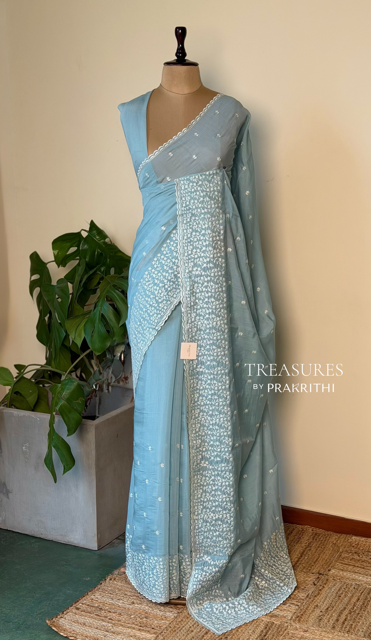 Blue Muslin silk saree -PBR17B