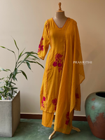Yellow and magenta mul chanderi salwar set -SMUL3 -SIZE44