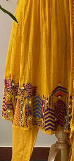 Yellow Pure mul chanderi salwar set -SMUL4 -SIZE40