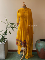Yellow Pure mul chanderi salwar set -SMUL4 -SIZE40