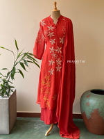 Red Pure mul chanderi salwar set -SMUL6 -SIZE40