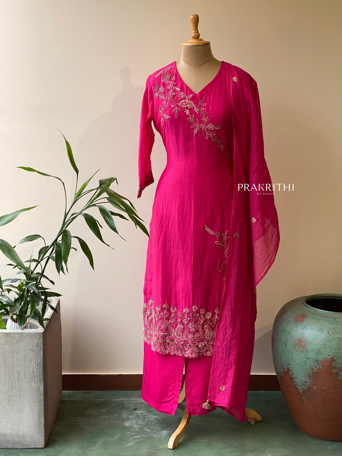 Magenta Pure mul chanderi salwar set -SMUL11 -SIZE40