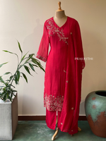 Red Pure mul chanderi salwar set -SMUL10 -SIZE42