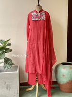 Dark peach Pure mul chanderi salwar set -SMUL17-SIZE42