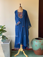 Blue mul chanderi salwar set -SMUL30- SIZE42