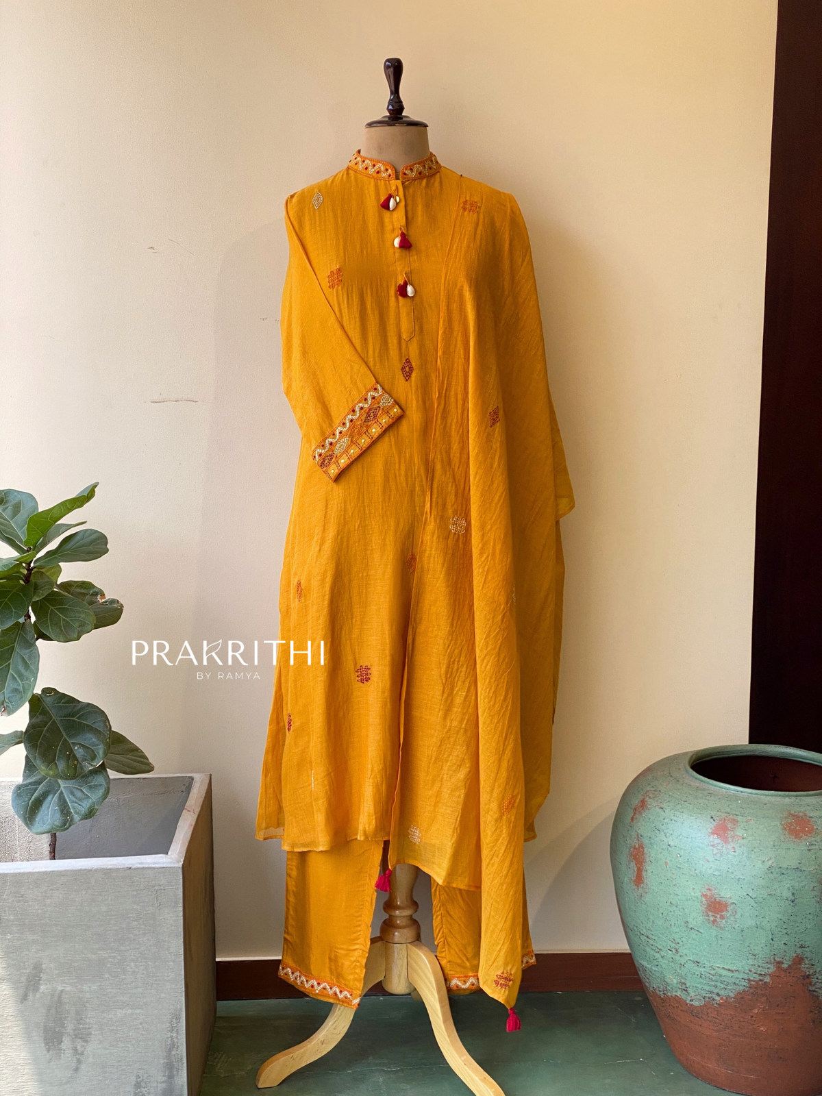 Yellow Pure mul chanderi salwar set -SMUL34- SIZE44