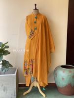 Yellow Pure mul chanderi salwar set -SMUL35- SIZE38
