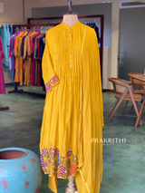 Yellow Pure mul chanderi salwar set -SMUL46- SIZE42