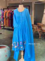 Blue Pure mul chanderi salwar set -SMUL52-- SIZE40