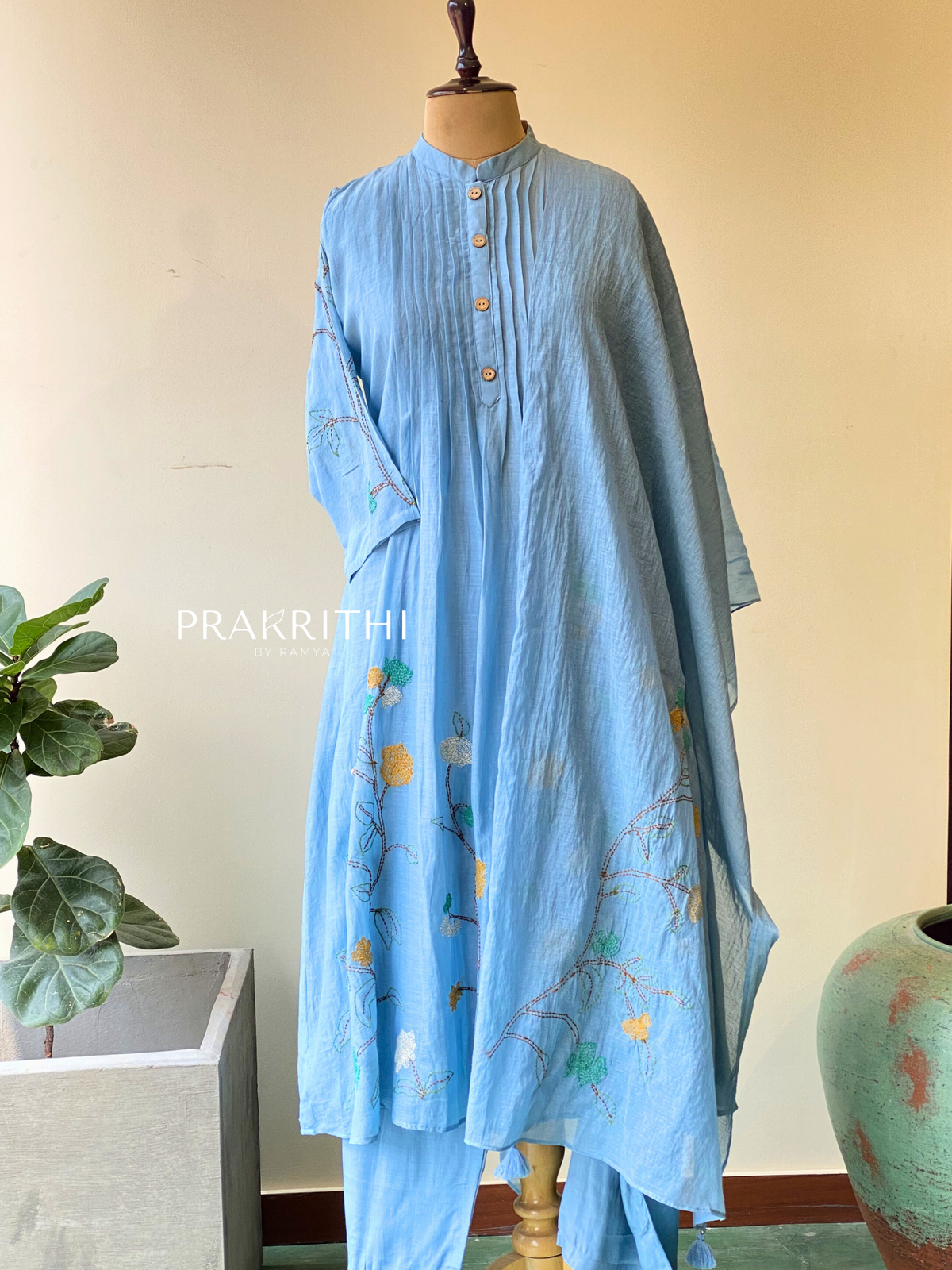 Blue Pure mul chanderi salwar set -SMUL53- SIZE40