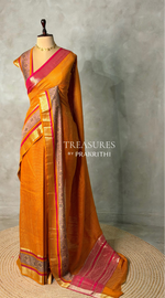 Mustard Yellow Georgette chanderi silk saree -PBR18D